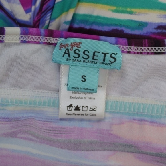 Assets Push-Up Multicolor Striped Tankini Ruched Sides Size Small Bodycon - Picture 6 of 9